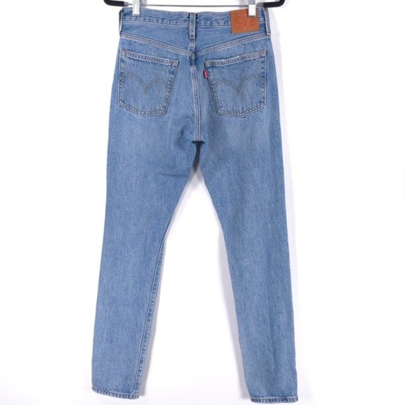 LEVIS PREMIUM 501 S Skinny Distressed Button Fly Jeans 100% Cotton W26 L32 - Picture 3 of 15